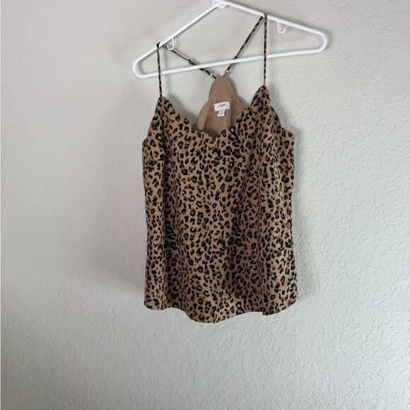J. Crew Tan and Black Animal Print Silky Scalloped Camisole Size 4 - Picture 3 of 13